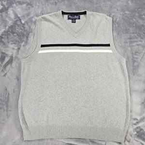 Oliver & Burke Sweater Vest Mens XL Gray Ribbed Classic Casual Preppy V Neck